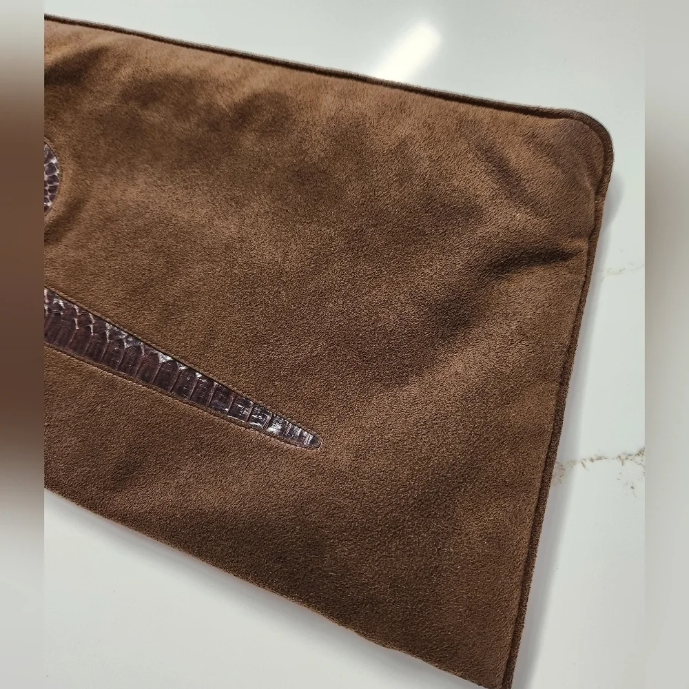 Vintage Pierre Cardin Suede Snakeskin Clutch Envelope Bag - Picture 10 of 11